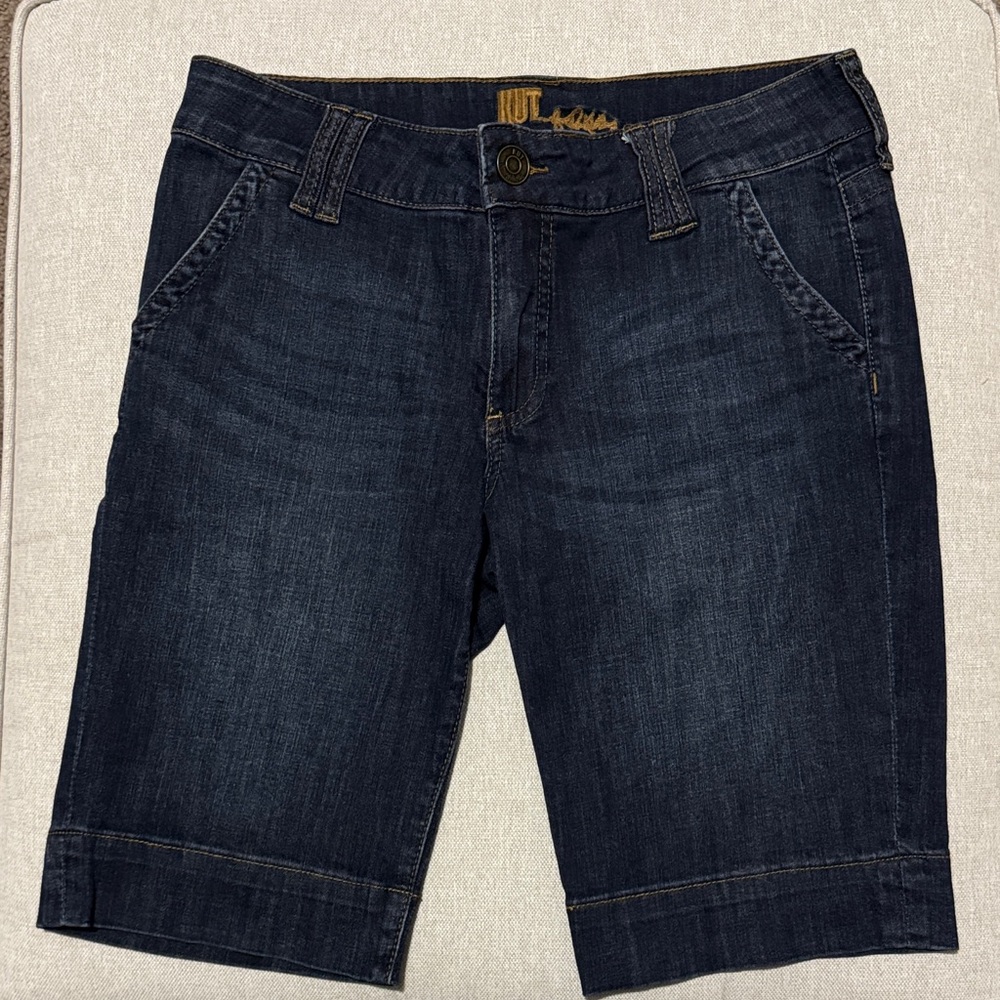 Kut from the Kloth Denim Bermuda Shorts-Sz 6-99% Cotton-Dark Wash-EUC